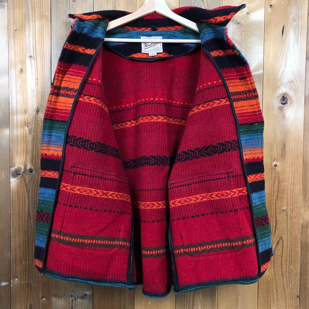 90s USA製 Wool rich ウールリッチ ネイティブ ボーダー ジャケット コンチュボタン