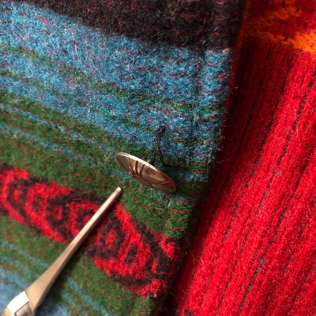 90s USA製 Wool rich ウールリッチ ネイティブ ボーダー ジャケット コンチュボタン