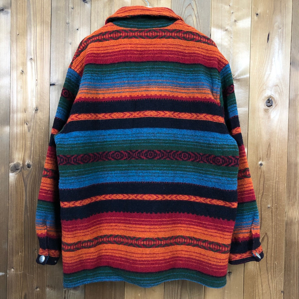 90s USA製 Wool rich ウールリッチ ネイティブ ボーダー ジャケット コンチュボタン