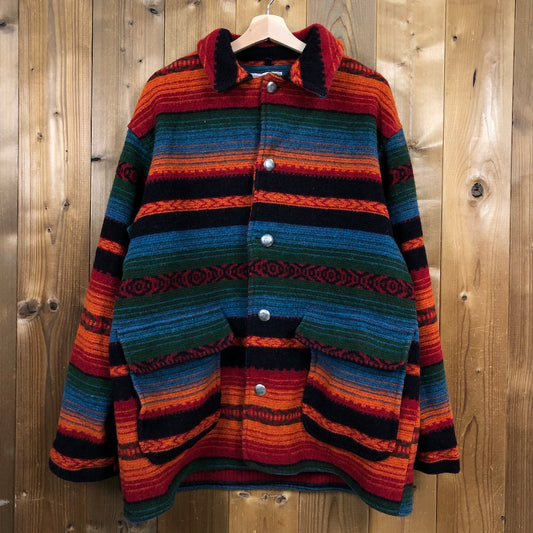90s USA製 Wool rich ウールリッチ ネイティブ ボーダー ジャケット コンチュボタン