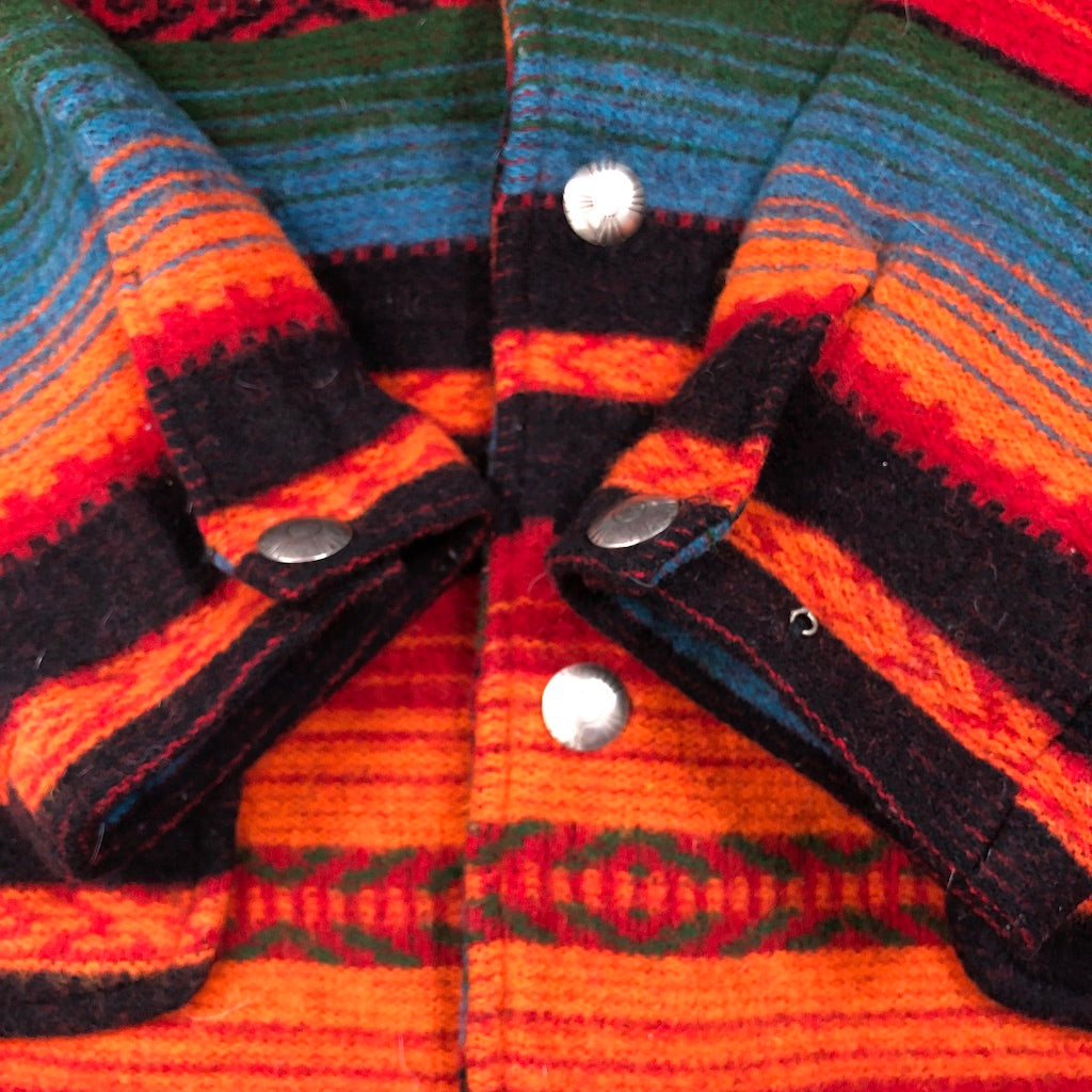 90s USA製 Wool rich ウールリッチ ネイティブ ボーダー ジャケット コンチュボタン