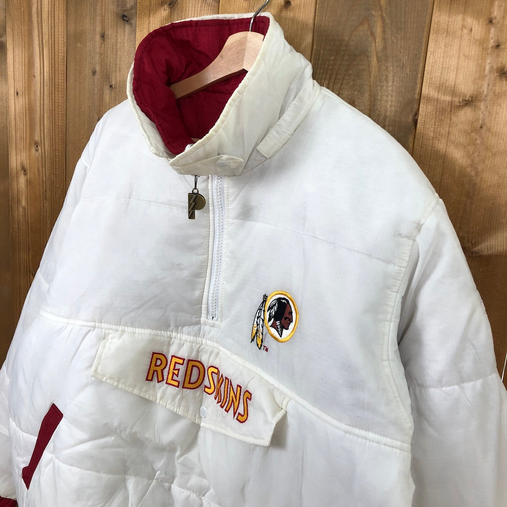 90s vintage NFL PRO LAYER プロレイヤー RED SKINS レッドスキンズ ナイロン プルオーバー リバーシブル パーカー フードなし  刺繍