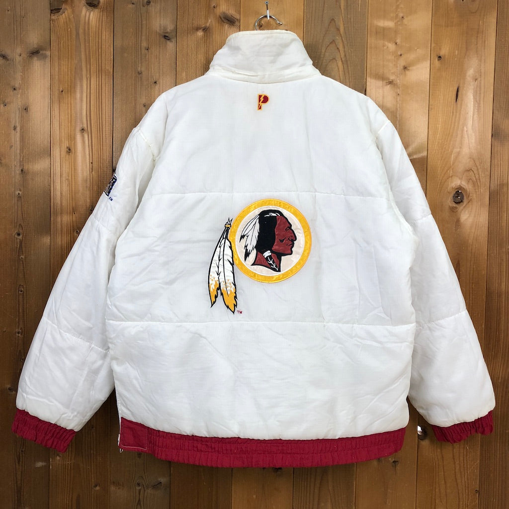 90s vintage NFL PRO LAYER プロレイヤー RED SKINS レッドスキンズ ナイロン プルオーバー リバーシブル パーカー フードなし  刺繍