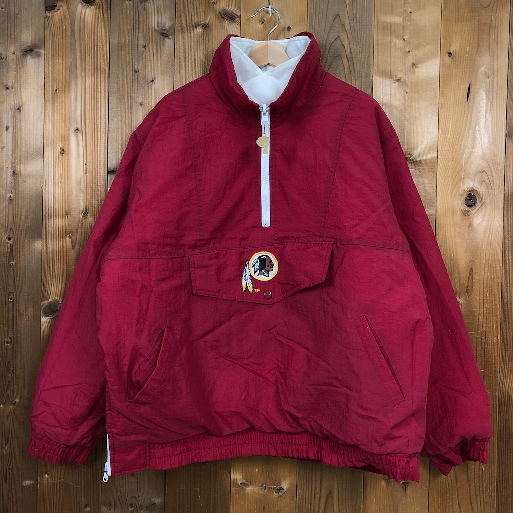 90s vintage NFL PRO LAYER プロレイヤー RED SKINS レッドスキンズ ナイロン プルオーバー リバーシブル パーカー フードなし  刺繍
