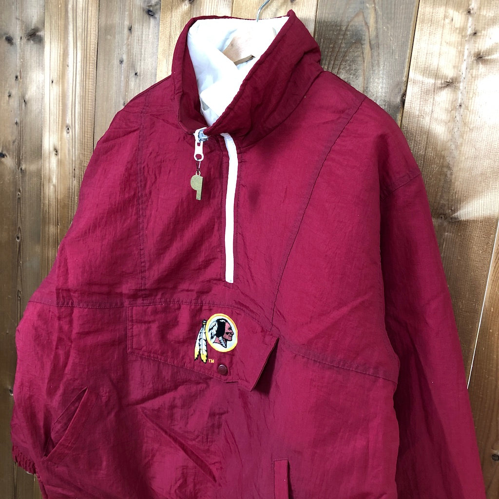 90s vintage NFL PRO LAYER プロレイヤー RED SKINS レッドスキンズ ナイロン プルオーバー リバーシブル パーカー フードなし  刺繍