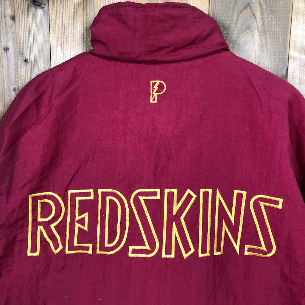 90s vintage NFL PRO LAYER プロレイヤー RED SKINS レッドスキンズ ナイロン プルオーバー リバーシブル パーカー フードなし  刺繍