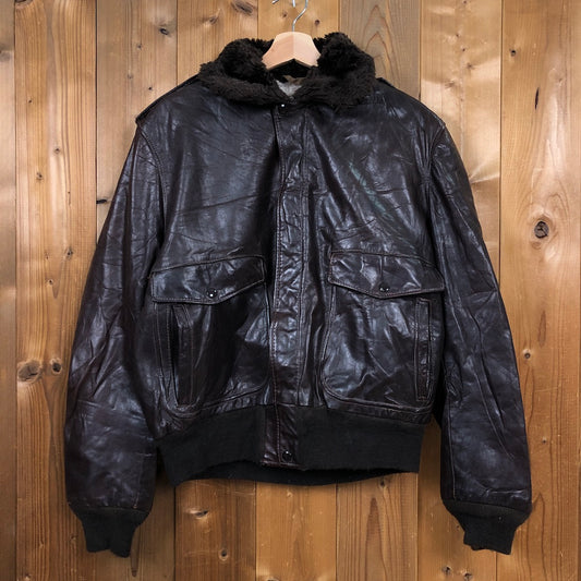 80s vintage USA製 BRITCHES × Schott  ブリチズ ショット レザージャケット ボア ジップアップ フルジップ