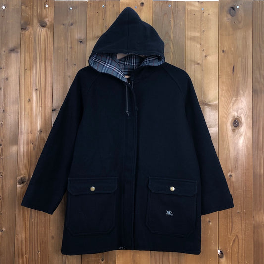 90s vintage Burburry バーバリー フーデッドコート ジャケット ウール ジップアップ フルジップ