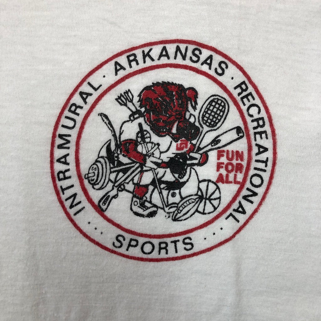70s vintage signal シグナル INTRAMURAL ARKANSAS RECREATIONAL SPORTS プリントTシャツ 半袖 カットソー リンガーTシャツ