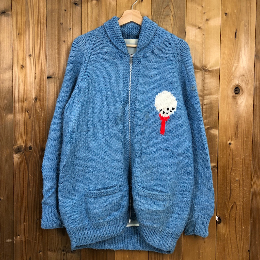 70s 80s vintage カウチンニット カーディガン ゴルフ ジャケット フルジップ ジップアップ