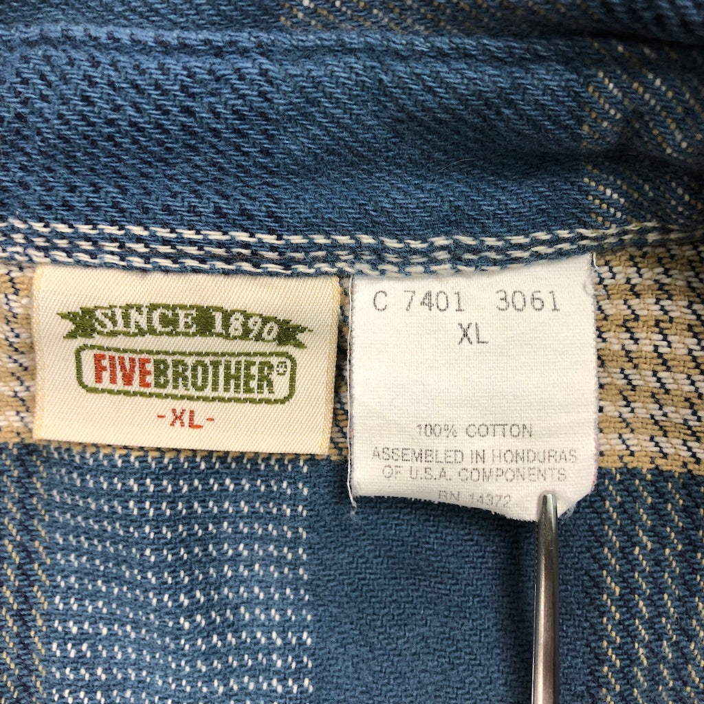 90s vintage FIVEBROTHER ファイブブラザー チェックシャツ 半袖 胸ポケット