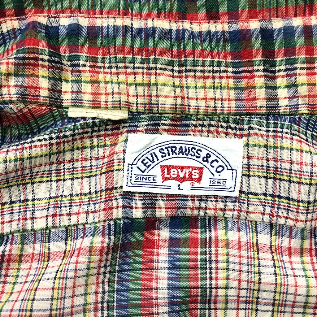 70s 80s vintage Levi’s リーバイス 長袖シャツ チェックシャツ 衿芯 フラップポケット チェック柄 Lサイズ