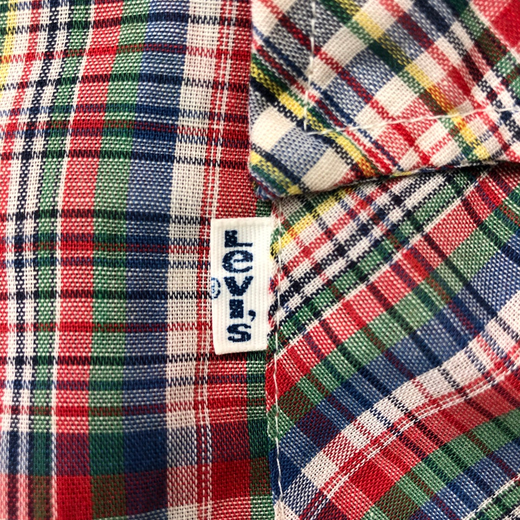 70s 80s vintage Levi’s リーバイス 長袖シャツ チェックシャツ 衿芯 フラップポケット チェック柄 Lサイズ