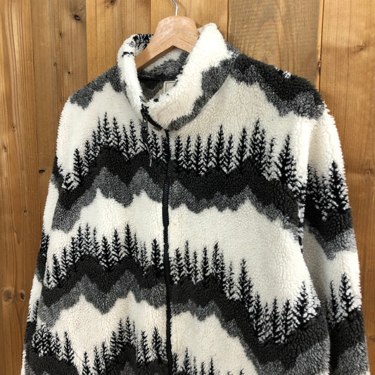 USA製 BLACK MOUNTAIN OUTDOOR ブラックマウンテン アウトドア FLEESE JACKET フリース ジャケット ジップアップ 白 黒 モノクロ Lサイズ