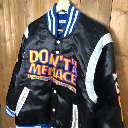 Header Classics ヘッドギアクラシック don't be a menace ブラックドントビーアナメス ポップガン サテンジャケット
