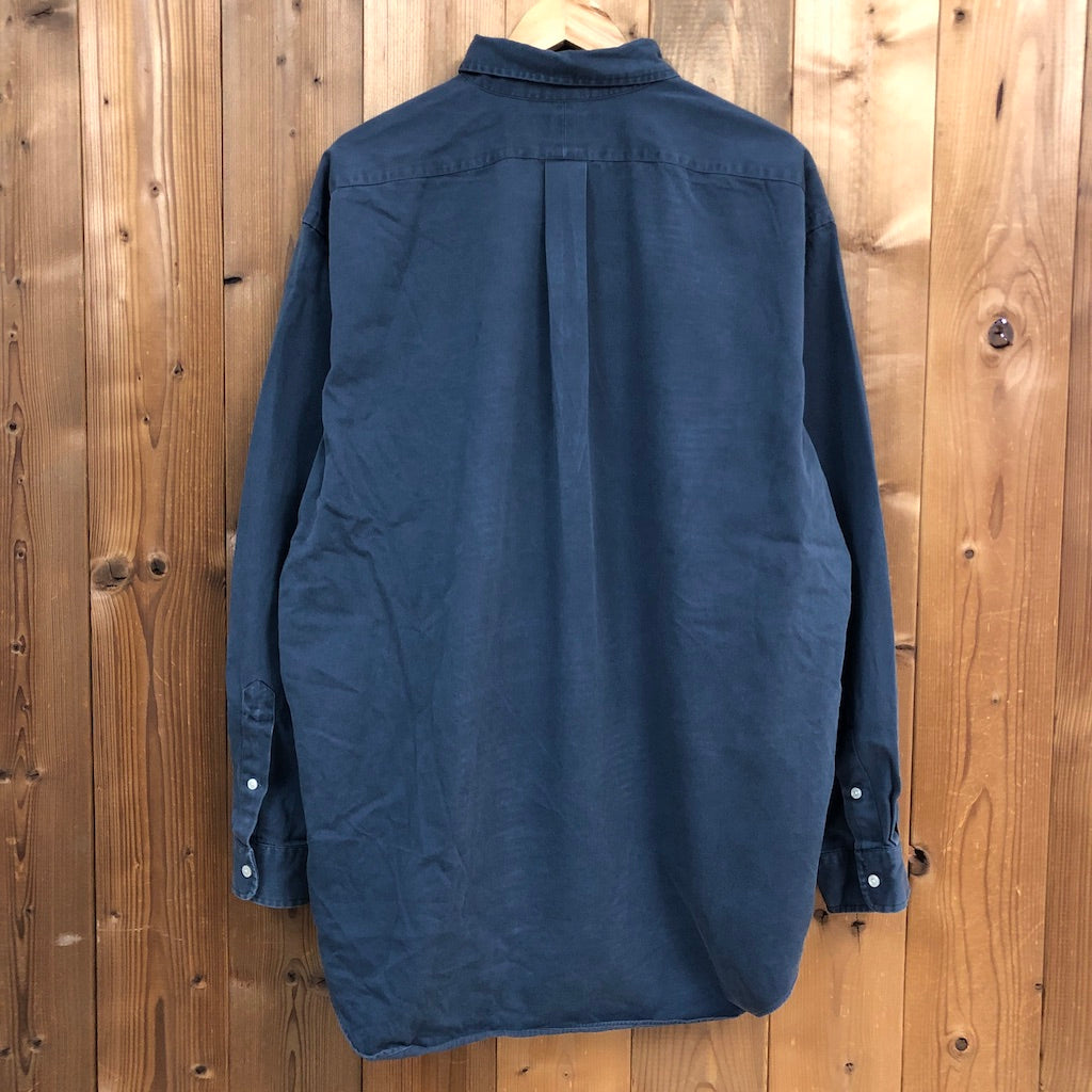 90s vintage Ralph Lauren ラルフローレン BDシャツ ボタンダウン 長袖シャツ ワンポイント刺繍 ネイビー