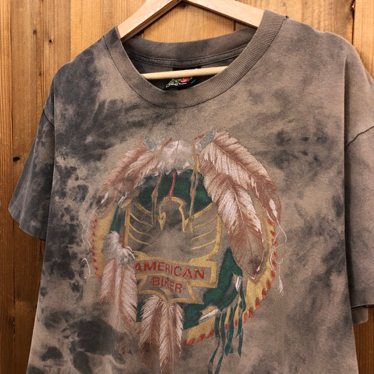 USA製 3D EMBLEM Tシャツ 半袖 カットソー タイダイ柄 ビッグプリント バックプリント
