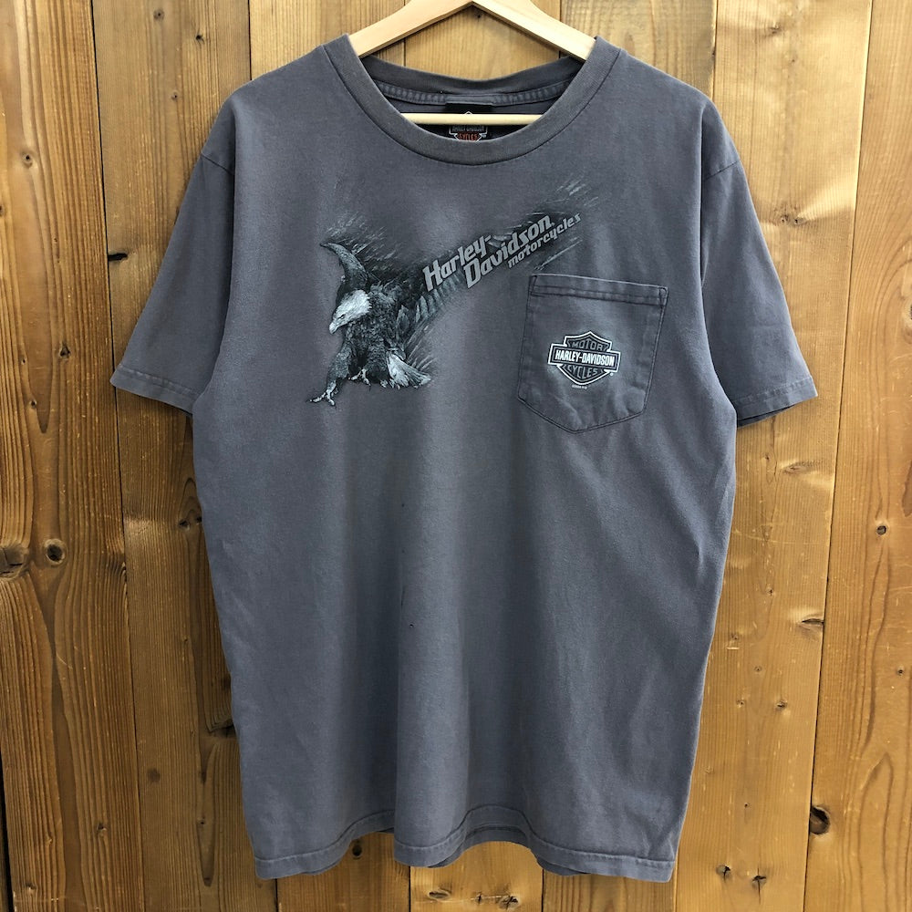 00s USA製 HARLEY DAVIDSON ハーレーダビッドソン イーグル LAS VEGAS ラスベガス プリント Tシャツ 半袖 カットソー 2003年