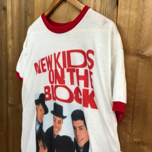 90s vintage ROCK NITES ロックナイツ NEW KIDS ON THE BLACK ニューキッズオンザブロック リンガーTシャツ 半袖 カットソー プリント