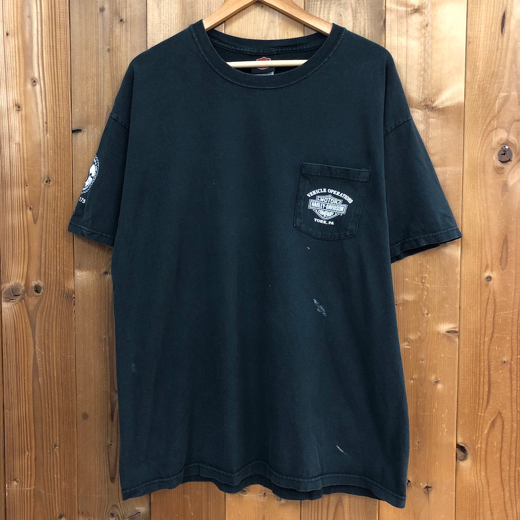 USA製 Hanes ヘインズ HARLEY-DAVIDSON ハーレーダビッドソン Tシャツ 半袖 カットソー 胸ポケット バックプリント