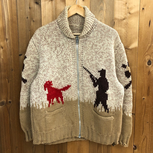 60s vintage カウチンニット セーター カーディガン CLIXジッパー ハンティング柄 ジップアップ