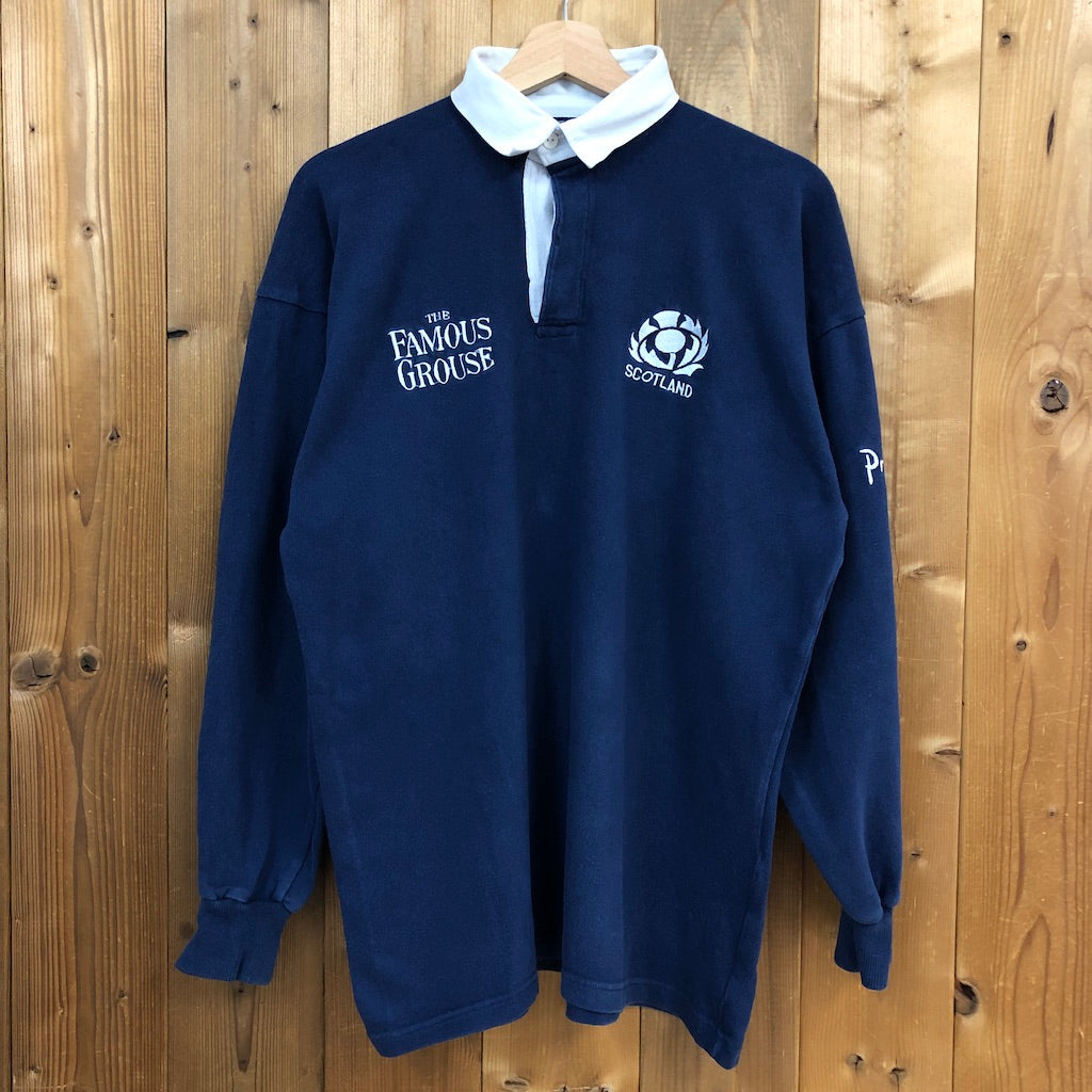 THE SRU COLLECTION BY Pringle OF SCOTLAND ラガーシャツ 長袖 ポロシャツ ネイビー、ホワイト