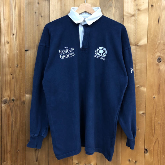 THE SRU COLLECTION BY Pringle OF SCOTLAND ラガーシャツ 長袖 ポロシャツ ネイビー、ホワイト