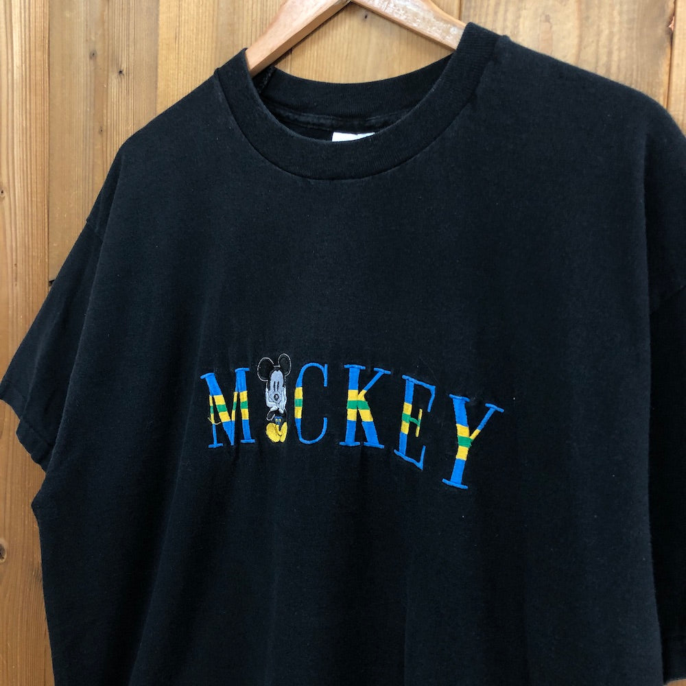 90s vintage USA製 MICKEY & CO. Disney ディズニー ミッキーマウス 刺繍 Tシャツ 半袖 カットソー