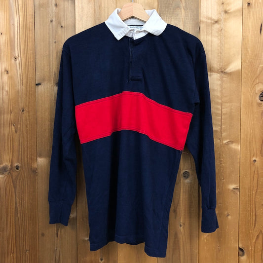 Richard G. Student ラガーシャツ 長袖 ポロシャツ ネイビー、レッド