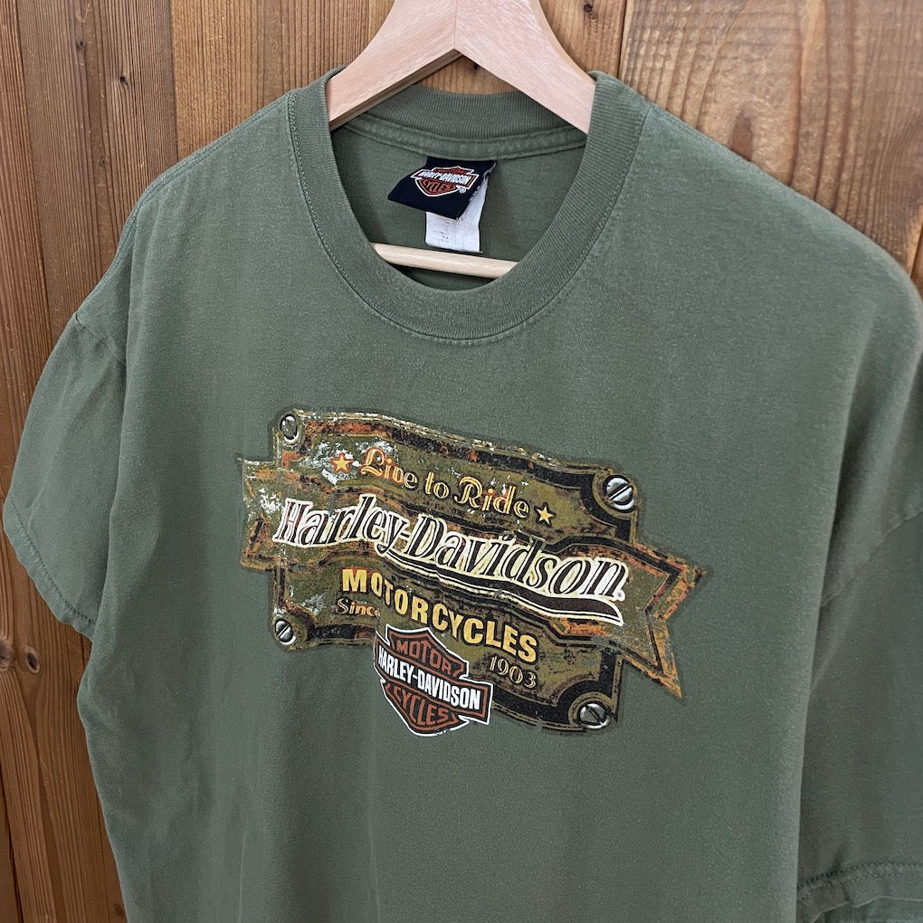 HARLEY-DAVIDSON ハーレーダビッドソン プリントTシャツ 半袖 カットソー ビッグプリント バックプリント2005年