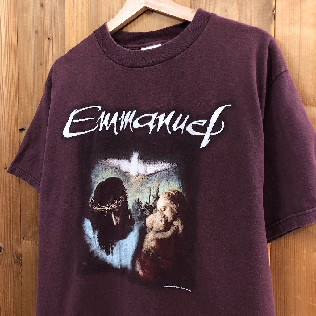 90s vintage USA製 TULTEX タルテックス Emmanuel エマニュエル キリスト プリントTシャツ 半袖 カットソー