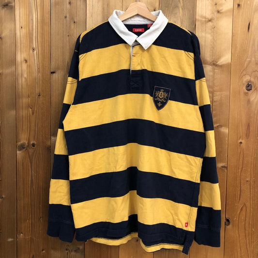 IZOD イゾッド ラガーシャツ 長袖 ポロシャツ イエロー、ネイビー、ホワイト