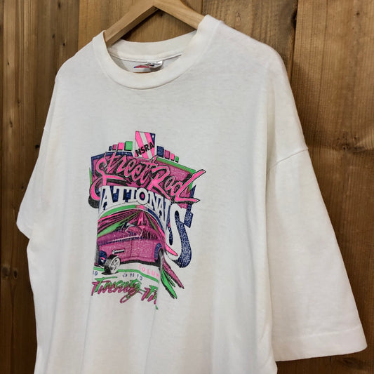 90s vintage FRUITS OF THE LOOM フルーツオブザルーム プリントTシャツ 半袖 カットソー NSRA レーシング 1990年