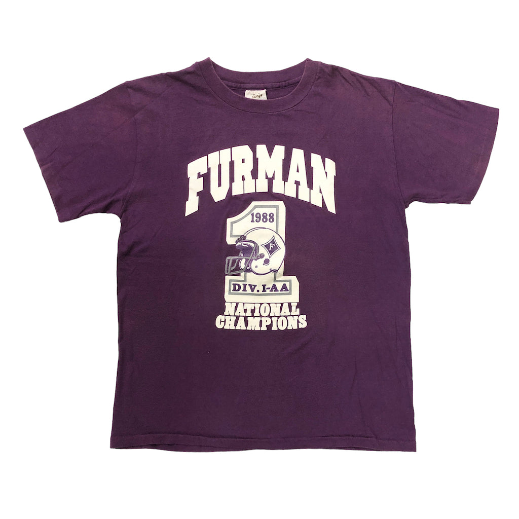 cotton exchange コットンエクスチェンジ FURMAN ファーマン NATIONAL CHAMPIONS ナショナルチャンピオンズ 1988 プリントTシャツ 半袖 カットソー
