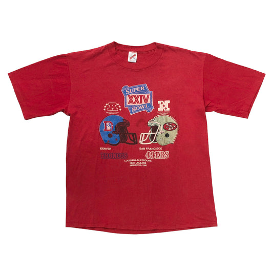 90s vintage JERZEES ジャージーズ NFL SUPER BOWL スーパーボウル XXIV BRANCOS ブランコズ 49ERS フォーティーナイナーズ プリントTシャツ 半袖 カットソー
