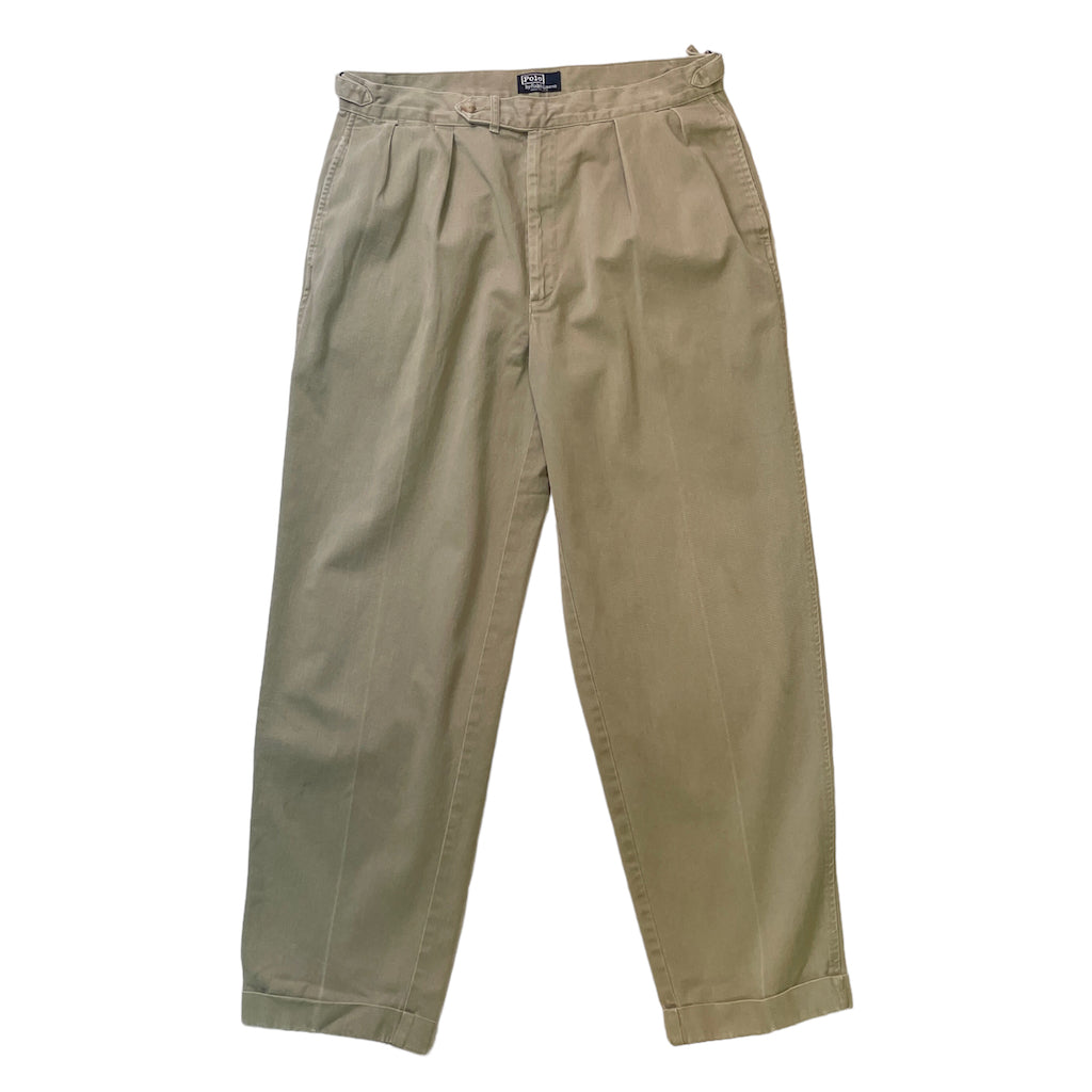 90s vintage USA製 RALPH LAUREN ラルフローレン チノパンツ ロングパンツ 2タック コットン