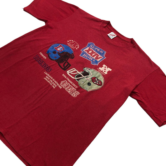 90s vintage JERZEES ジャージーズ NFL SUPER BOWL スーパーボウル XXIV BRANCOS ブランコズ 49ERS フォーティーナイナーズ プリントTシャツ 半袖 カットソー