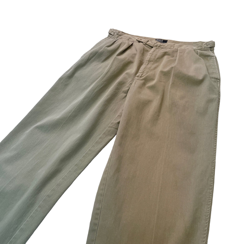 90s vintage USA製 RALPH LAUREN ラルフローレン チノパンツ ロングパンツ 2タック コットン