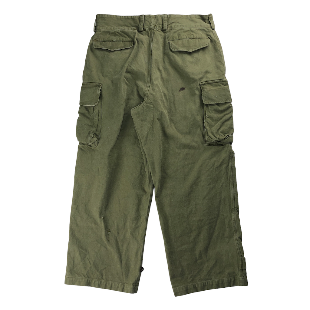 50s フランス軍 M47 比翼 前期 実物 25 カーゴ パンツ ワイド 50s vintage M-47前期 French Army フランス軍 実物 ミリタリー