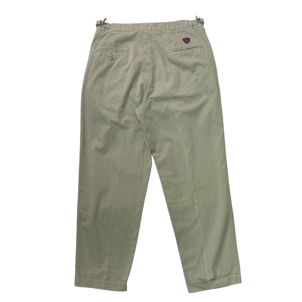 90s vintage USA製 RALPH LAUREN ラルフローレン チノパンツ ロングパンツ 2タック コットン