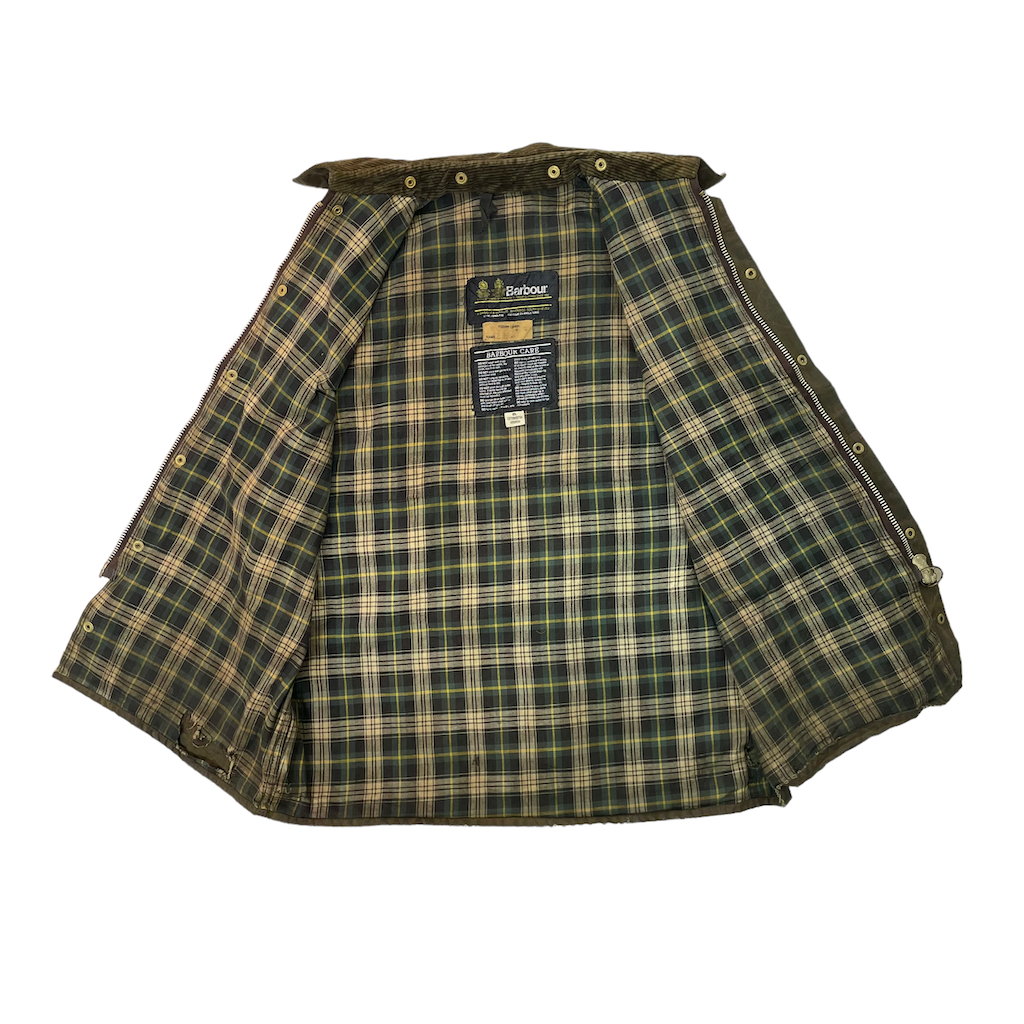 80s vintage イングランド製 Barbour バブアー Beaufort ビューフォート 2ワラント オイルドジャケット ワックスドジャケット フルジップ ジップアップ