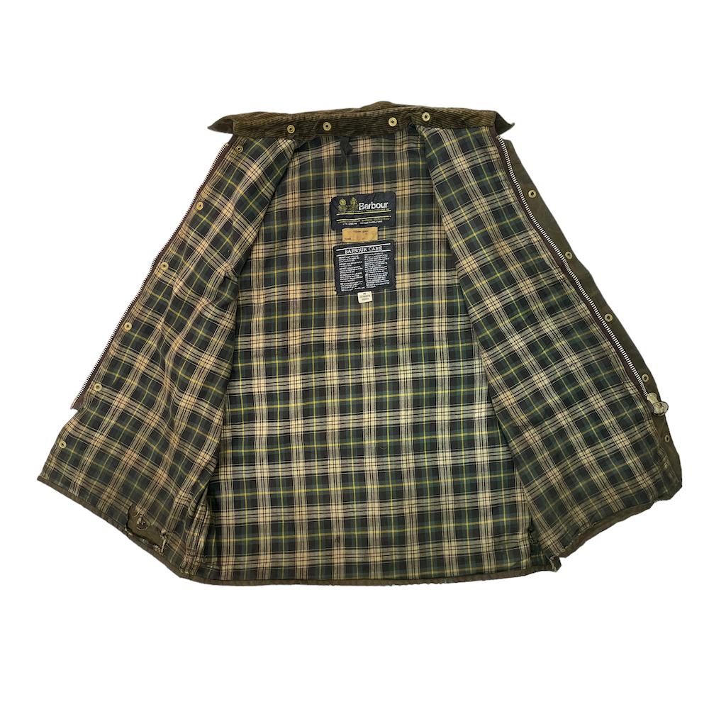 80s vintage イングランド製 Barbour バブアー Beaufort ビューフォート 2ワラント オイルドジャケット  ワックスドジャケット フルジップ ジップアップ