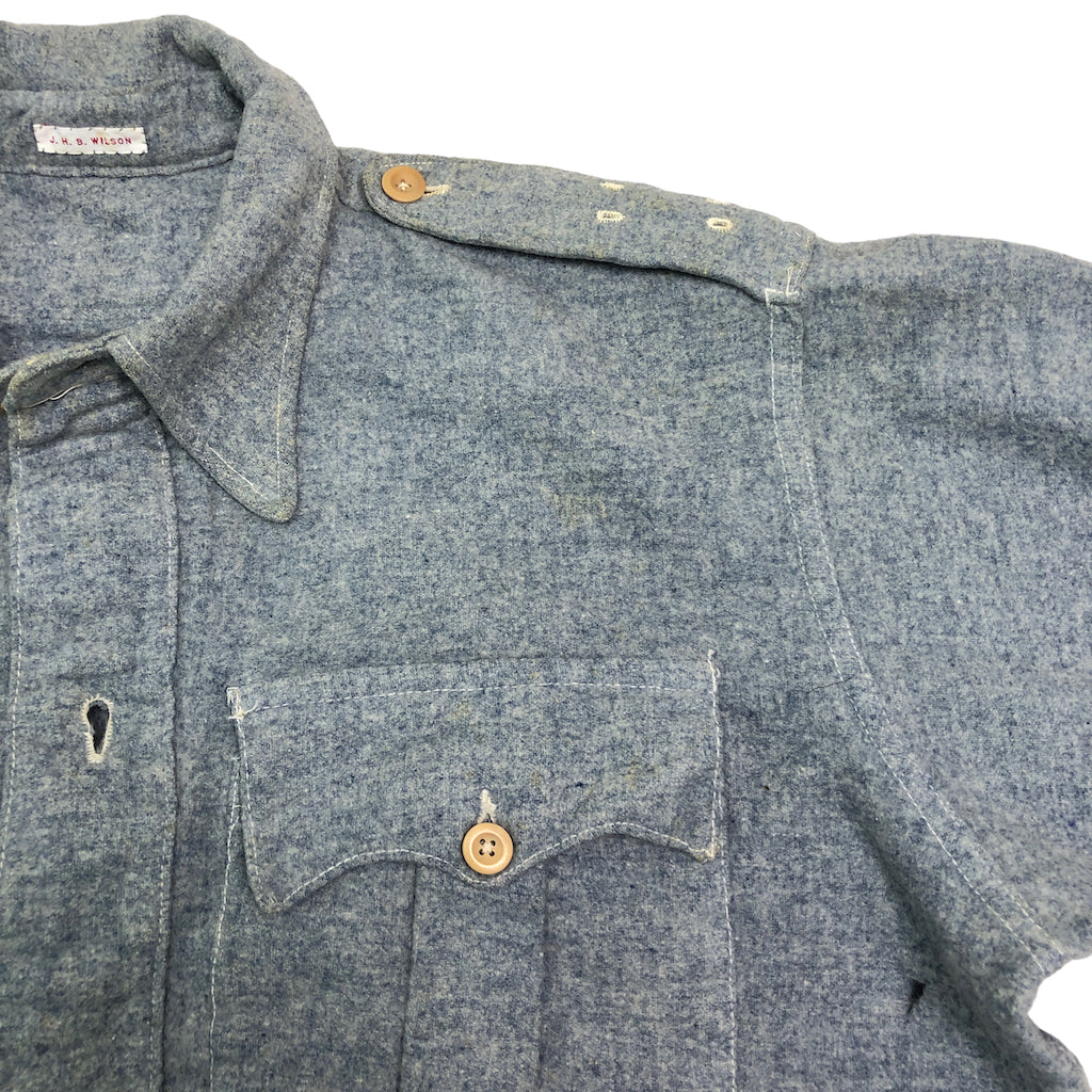 50s vintage アーミーウールシャツ 長袖シャツ マチ付き プルオーバー エポレット