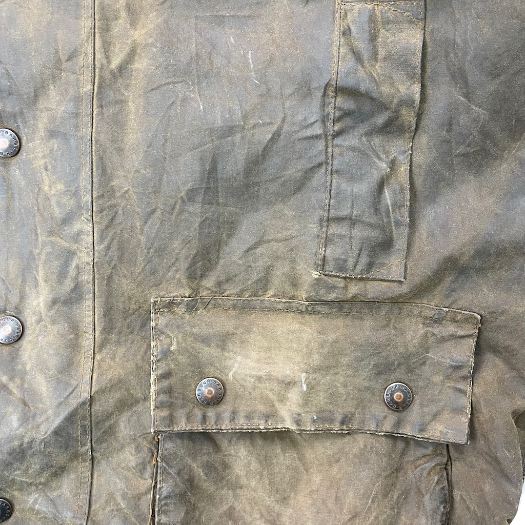80s vintage イングランド製 Barbour バブアー Beaufort ビューフォート 2ワラント オイルドジャケット ワックスドジャケット フルジップ ジップアップ