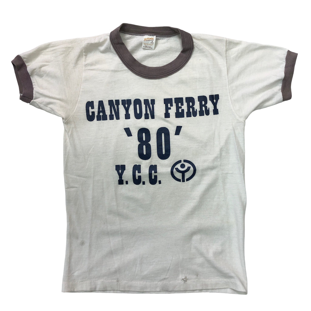 80s vintage Sports wear スポーツウェア リンガーTシャツ 半袖 カットソー ビッグプリント