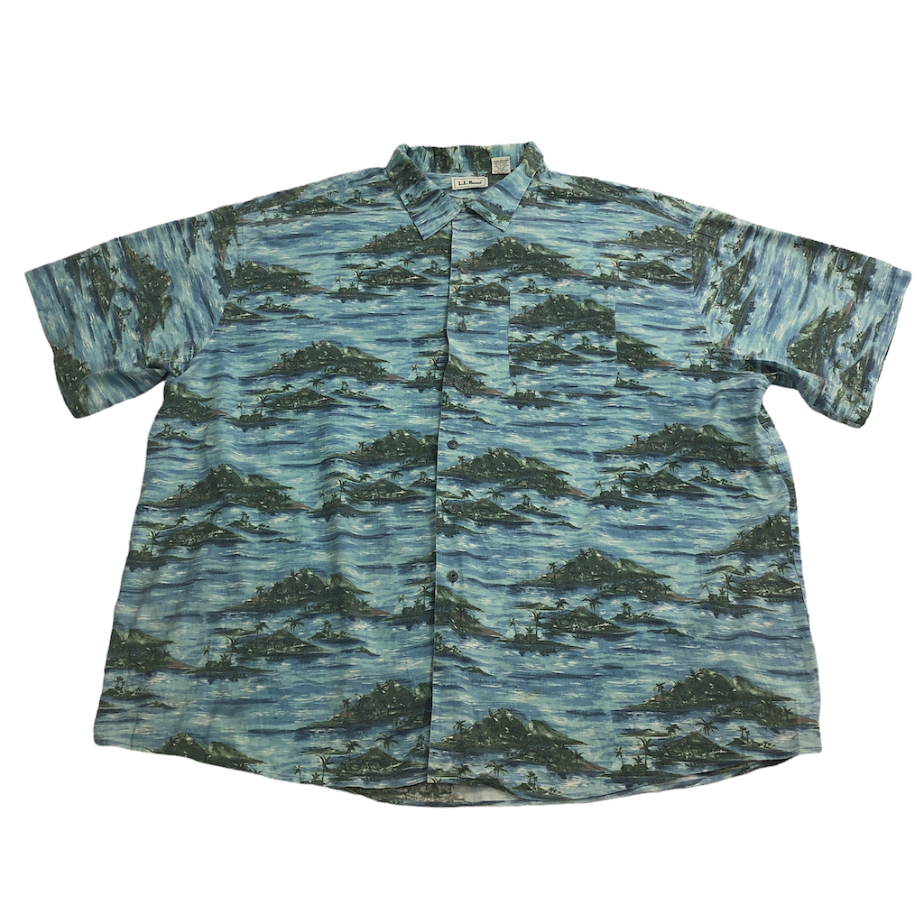 80s vintage L.L.Bean エルエルビーン アロハシャツ 半袖シャツ 総柄 アイランド