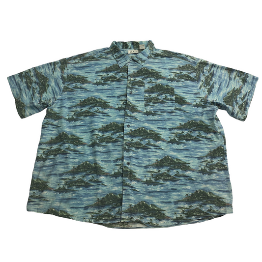 80s vintage L.L.Bean エルエルビーン アロハシャツ 半袖シャツ 総柄 アイランド