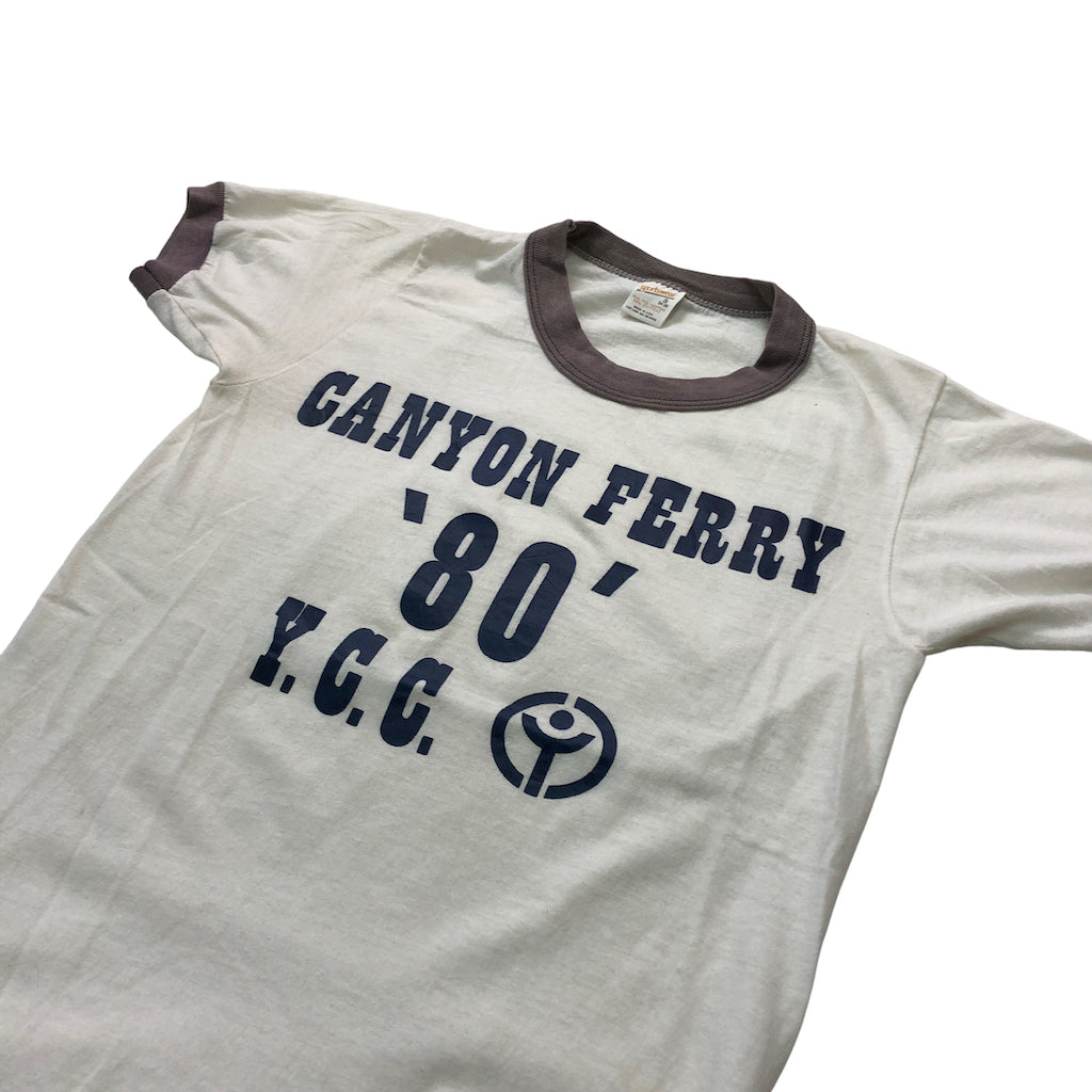 80s vintage Sports wear スポーツウェア リンガーTシャツ 半袖 カットソー ビッグプリント