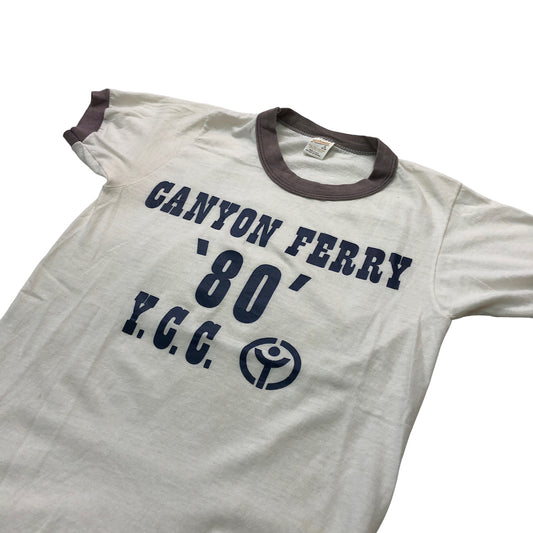 80s vintage Sports wear スポーツウェア リンガーTシャツ 半袖 カットソー ビッグプリント