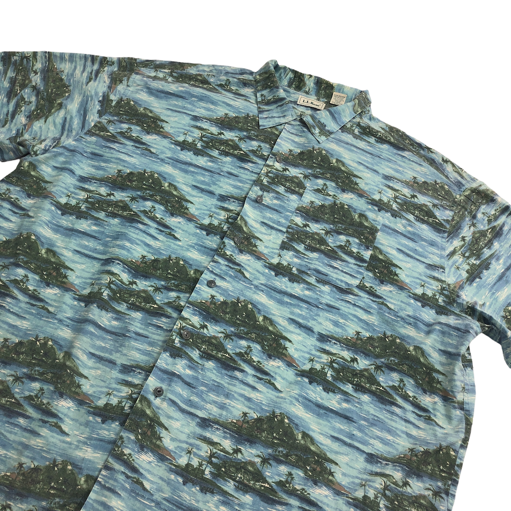 80s vintage L.L.Bean エルエルビーン アロハシャツ 半袖シャツ 総柄 アイランド